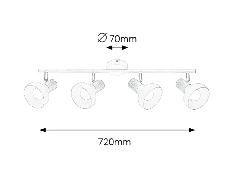 Holly – LED спот 4×E14 в бяло и бук, 720мм, скандинавски стил, IP20