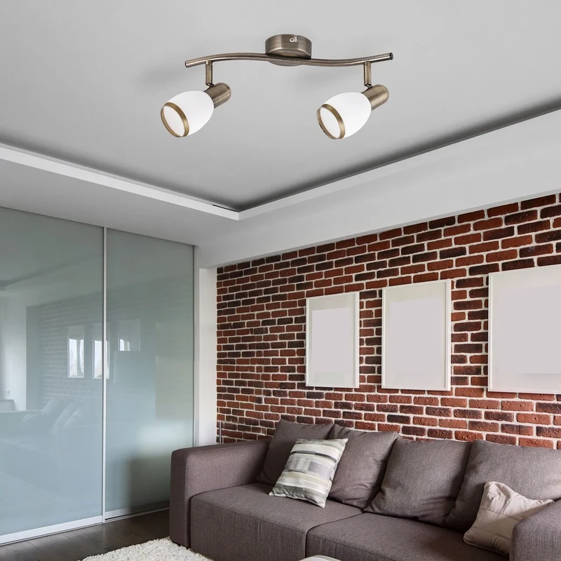 Elite – classic spotlight in bronze with white glass, 340mm, 2×E14, IP20