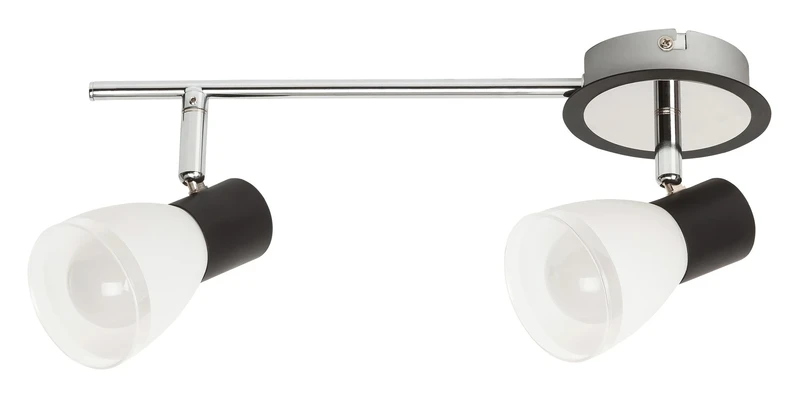 Ati – spotlight for ceiling in black and chrome with white glass, 335mm, 2×E14, IP20