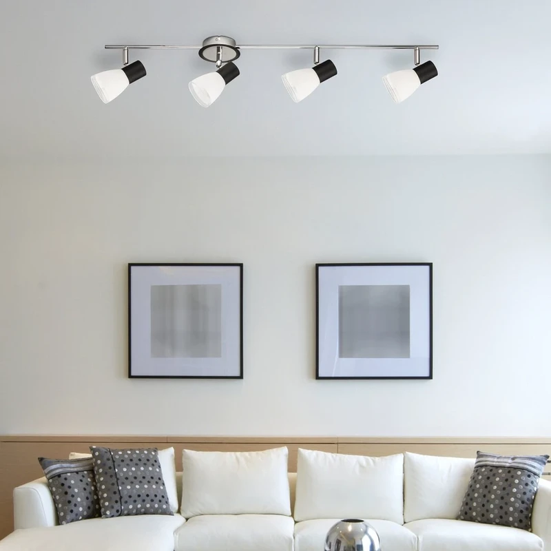 Ati – LED спот в черно с бели стъклени абажури, 790мм, 4×E14, IP20