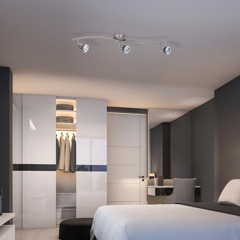 Norman – spotlight with 3 luminaires in satin chrome, 600×80mm, 3×GU10, IP20