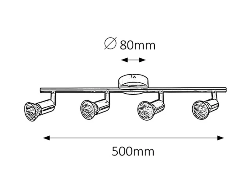 Norton – LED spotlight ceiling light in chrome, 4×GU10, 500×80mm, IP20