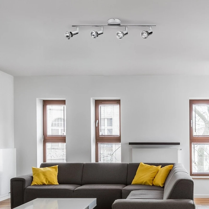 Norton – LED spotlight ceiling light in chrome, 4×GU10, 500×80mm, IP20