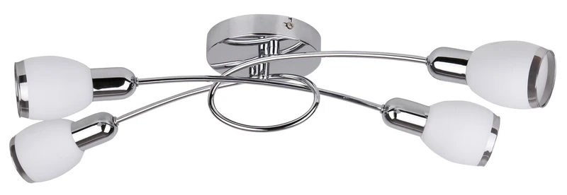 Ceiling Lights Elite – modern ceiling light with 4 spotlight in chrome and white glass, 660mm, 4×E14