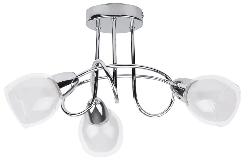 Ceiling Lights Dave – ceiling light with 3 lampholders in chrome with white glass, Ø410mm, 3×E14, IP20