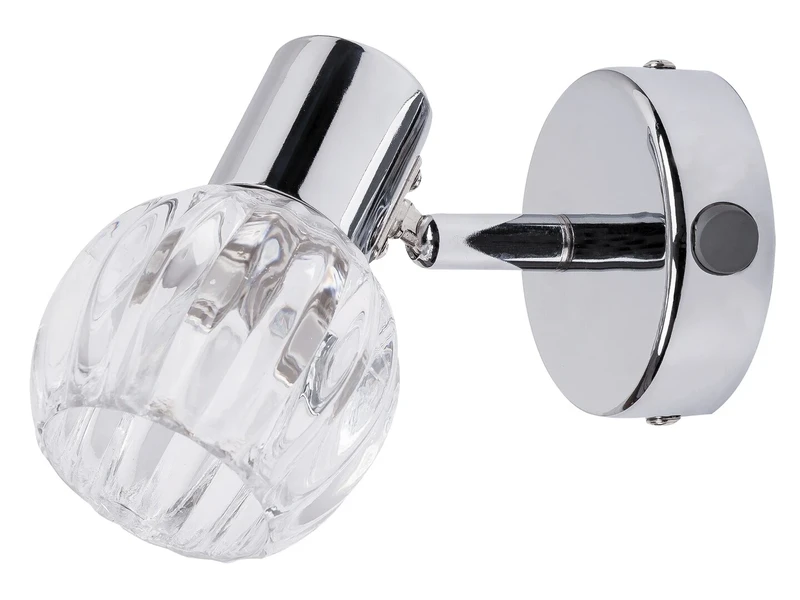 Spotlights Lauren – modern spotlight in chrome with clear glass, 80×120mm, E14, with switch