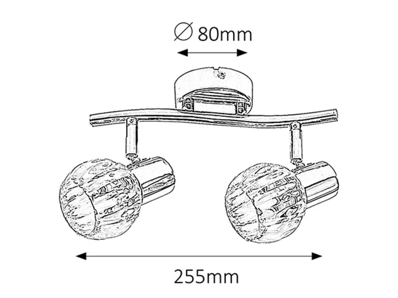 Lauren – modern spotlight in chrome with clear glass, 255mm, 2×E14, IP20