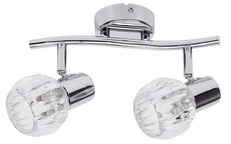 Spotlights Lauren – modern spotlight in chrome with clear glass, 255mm, 2×E14, IP20