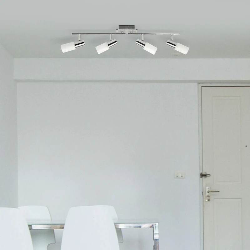 Logan – LED spotlight in chrome with white glass shades, 712mm, 4×E14, IP20