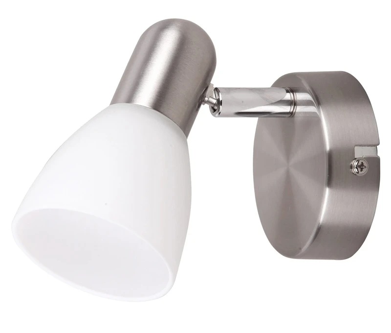 Spotlights Soma – LED spotlight in satin chrome with white glass, 80×110mm, 1×E14, IP20