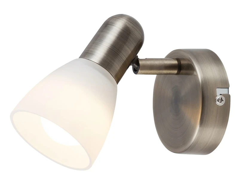 Soma – classic spotlight in bronze with white glass, 80×120mm, 1×E14, IP20