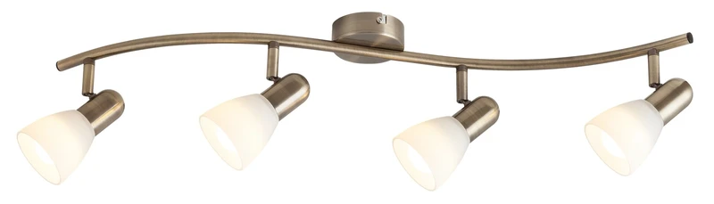 Soma – classic spotlight in bronze with white glass, 700mm, 4×E14, IP20