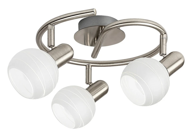 Aurel – ceiling spotlight in satin chrome with white glass, Ø245mm, 3×E14, IP20