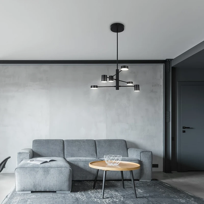 Solomon – LED pendant in black matt with acrylic elements, Ø570mm, 30W, 4000K