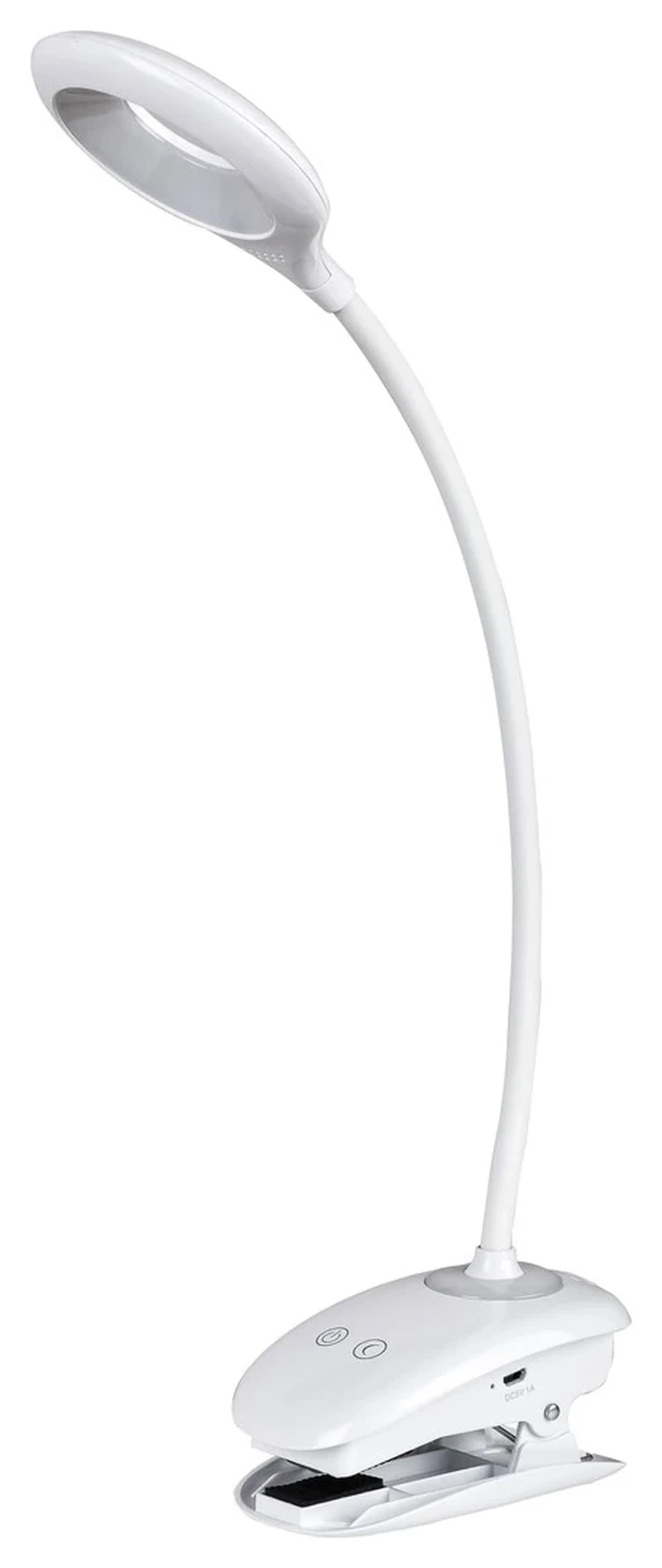 Harris – LED настолна лампа с щипка в бяло, Ø60мм, 4W, 4000K, димируема