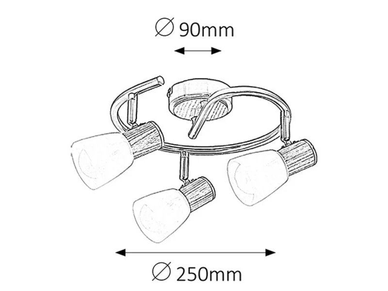 Gavin – Scandinavian spotlight in satin chrome with wood, Ø250mm, 3×E14