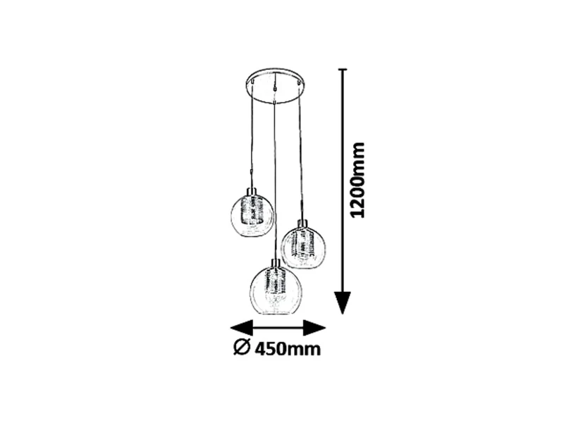 Philana – triple LED pendant lamp in gold with clear glass, Ø450mm, 3×E27