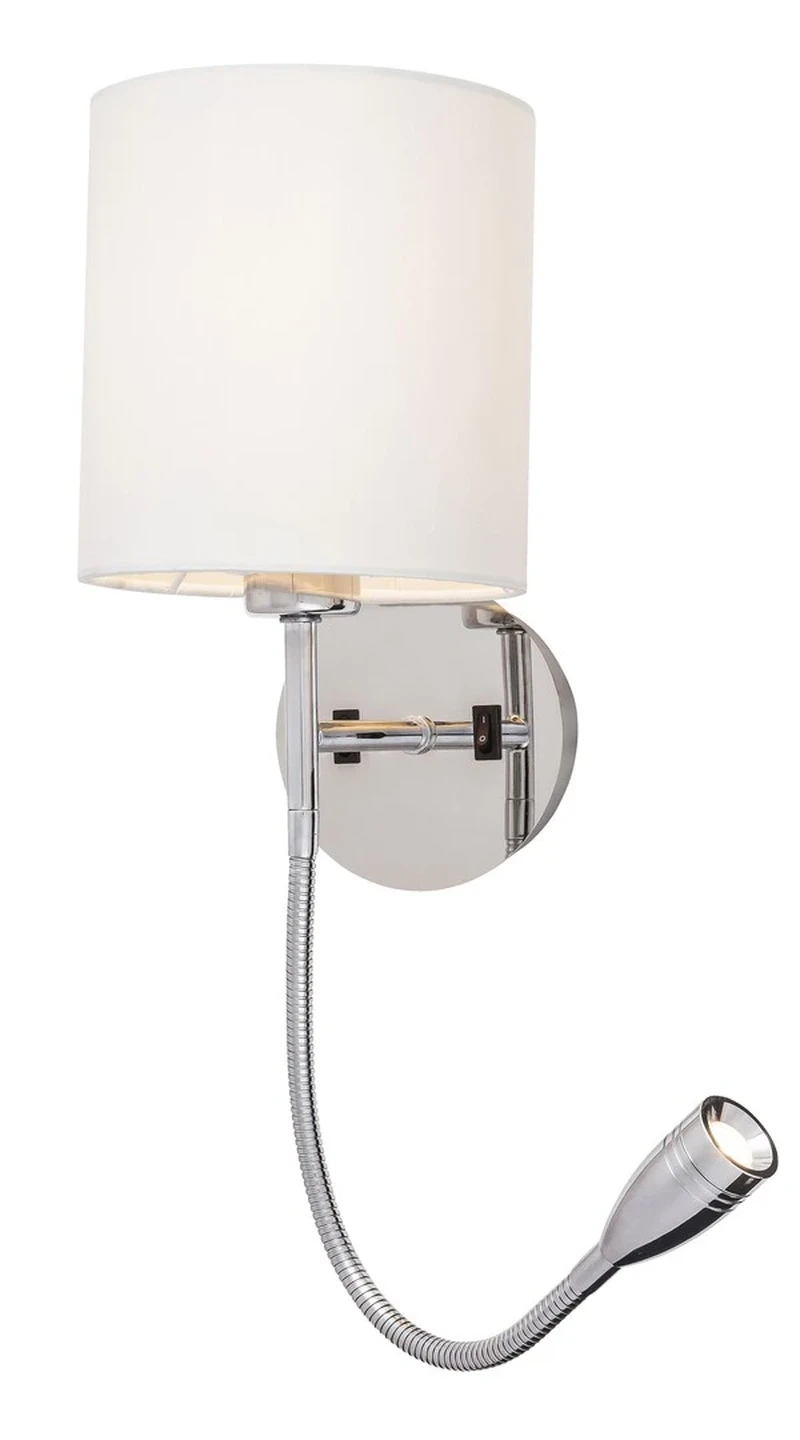 Wall Lights Larkin – LED wall light with lamp for reading in chrome, 160×500mm, 3W+E27, 2800K