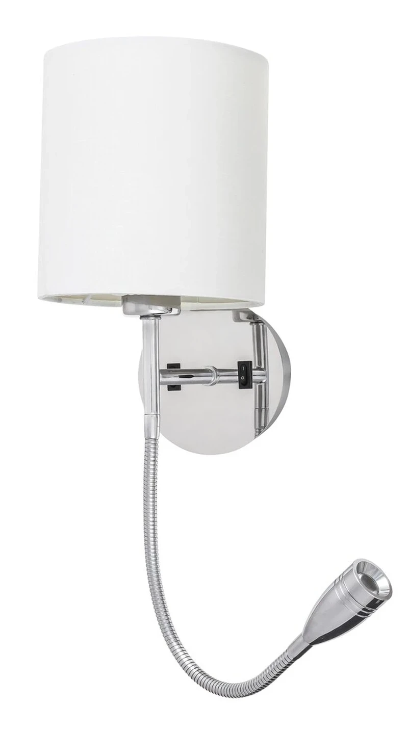 Larkin – LED wall light with lamp for reading in chrome, 160×500mm, 3W+E27, 2800K
