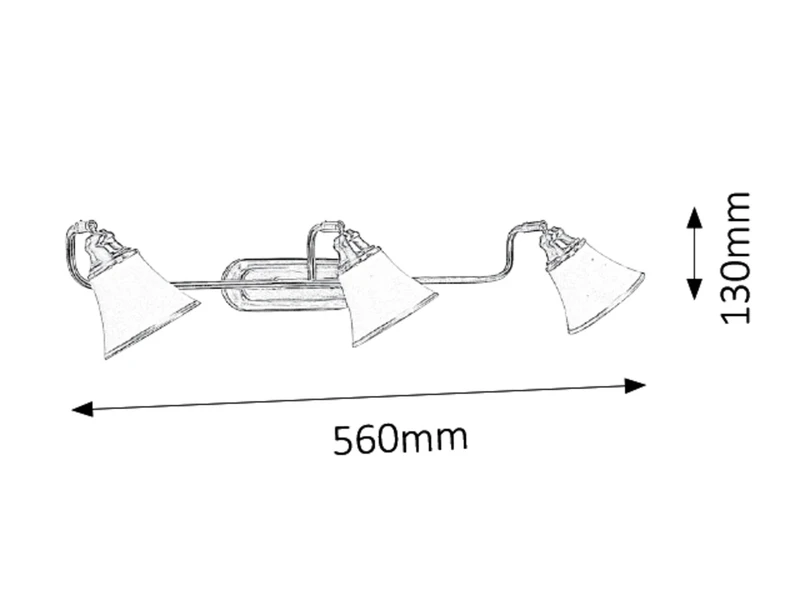 Grando – classic spotlight in bronze with white glass, 560mm, 3×E14, IP20
