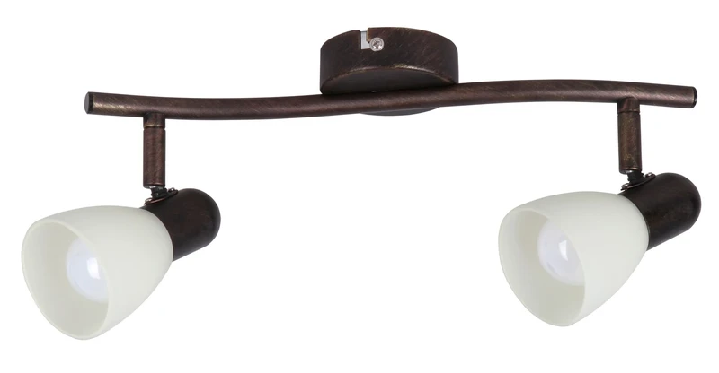 Spotlights Soma – classic spotlight in antique brown with cream glass shades, 350mm, 2×E14
