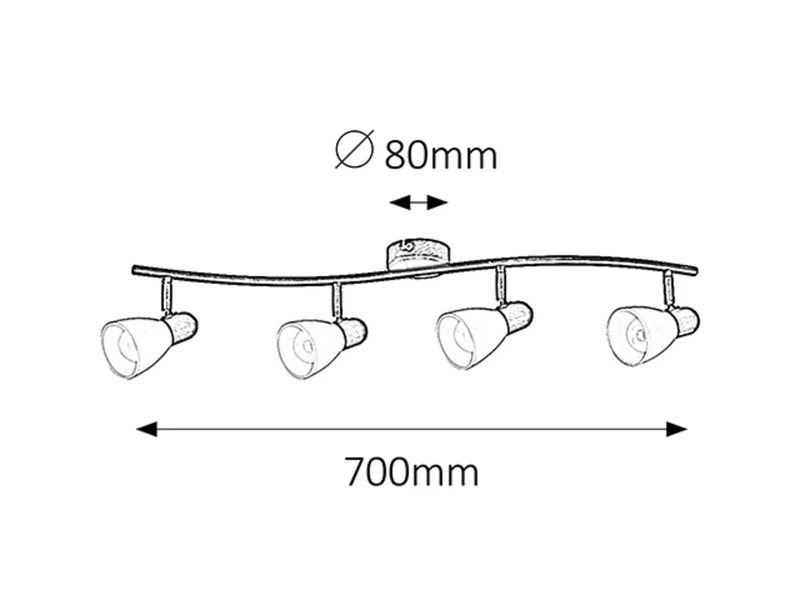 Soma – classic spotlight in antique brown with cream glass shades, 700mm, 4×E14