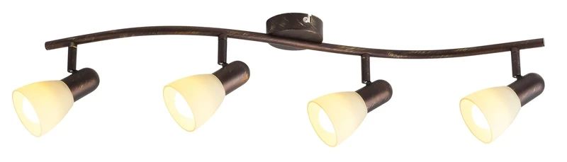 Soma – classic spotlight in antique brown with cream glass shades, 700mm, 4×E14