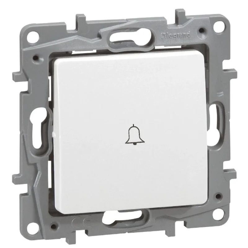 Two-way push button 6A with LED indicator and symbol White - Legrand Niloe 664715