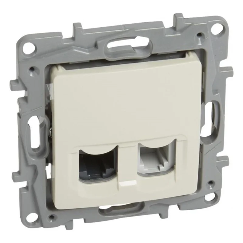 Legrand Розетка комбинирана RJ11+RJ45 Cat. 5 UTP Бял, скоби /до изчерпване/ - Legrand Niloe 664772