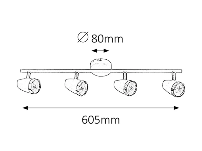 Karen – LED spotlight in white with 4 adjustable heads, 605mm, 16W, 3000K