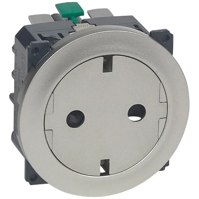Schuko socket 2P+E flat Titanium - Legrand Celiane 67167