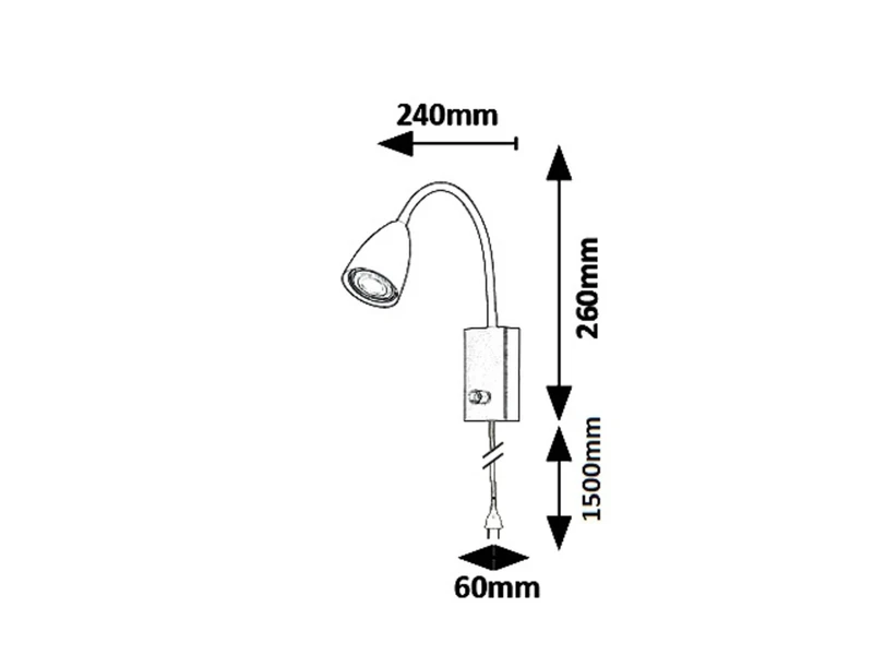 Mika – LED спот за стена в бяло, 60×260мм, 1×GU10, IP20