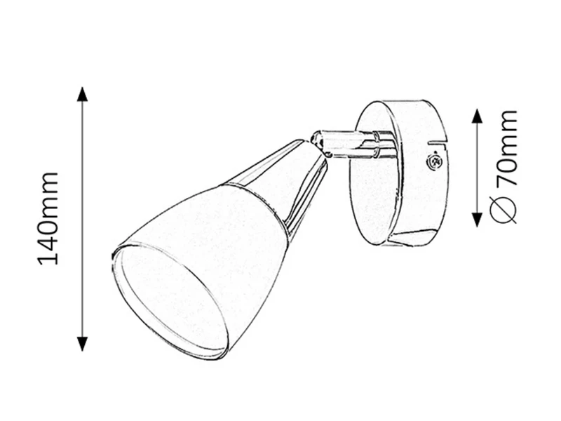 Nicolette – modern spotlight in chrome with white glass, 140mm, 1×E14, IP20