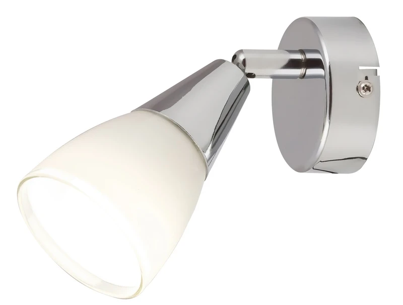Spotlights Nicolette – modern spotlight in chrome with white glass, 140mm, 1×E14, IP20