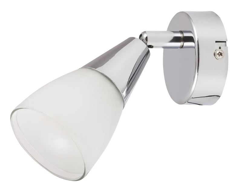 Nicolette – modern spotlight in chrome with white glass, 140mm, 1×E14, IP20