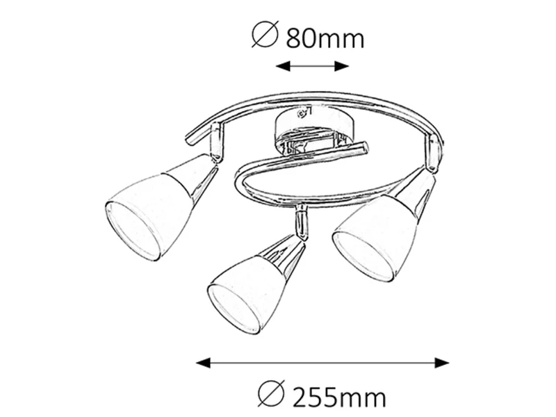 Nicolette – triple LED spotlight lamp in chrome with white glass ceiling lights, Ø255mm, 3×E14