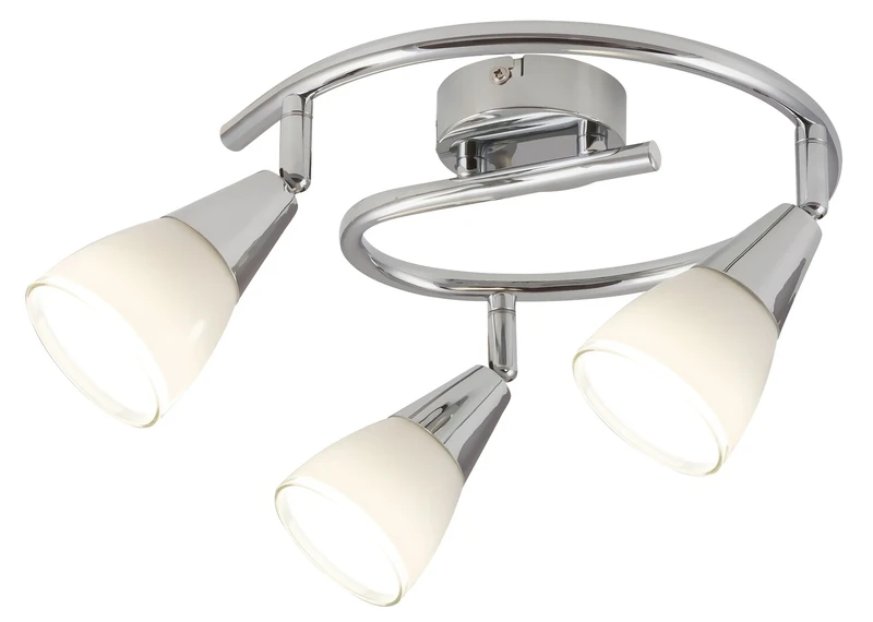 LED Ceiling Lights Nicolette – triple LED spotlight lamp in chrome with white glass ceiling lights, Ø255mm, 3×E14