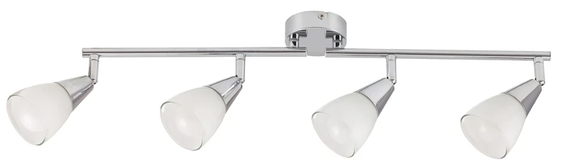 Nicolette – LED spotlight in chrome with white glass shades, 595mm, 4×E14, IP20