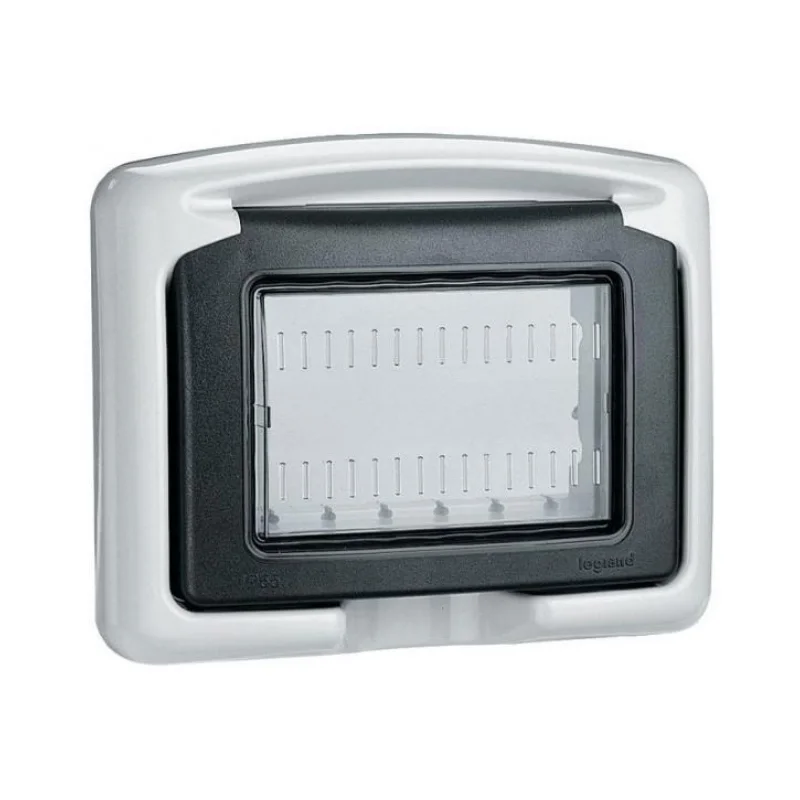 Adapter 3M with clear cover for modules Mosaic IP55 Grey Plexo - Legrand Mosaic 680633