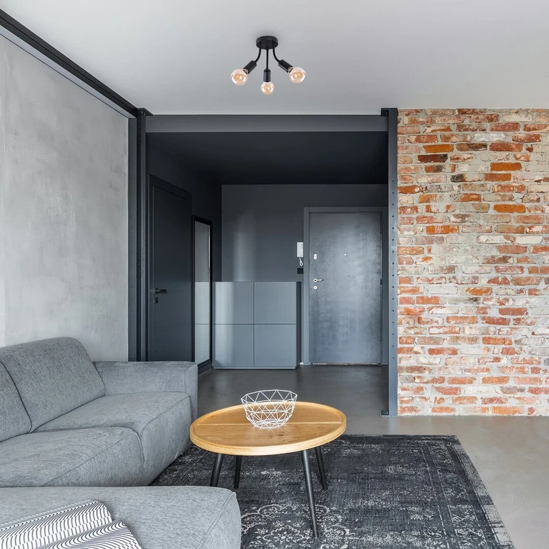 Almus – индустриален плафон в черно, 3×E27, Ø350мм, тристепенно димиране