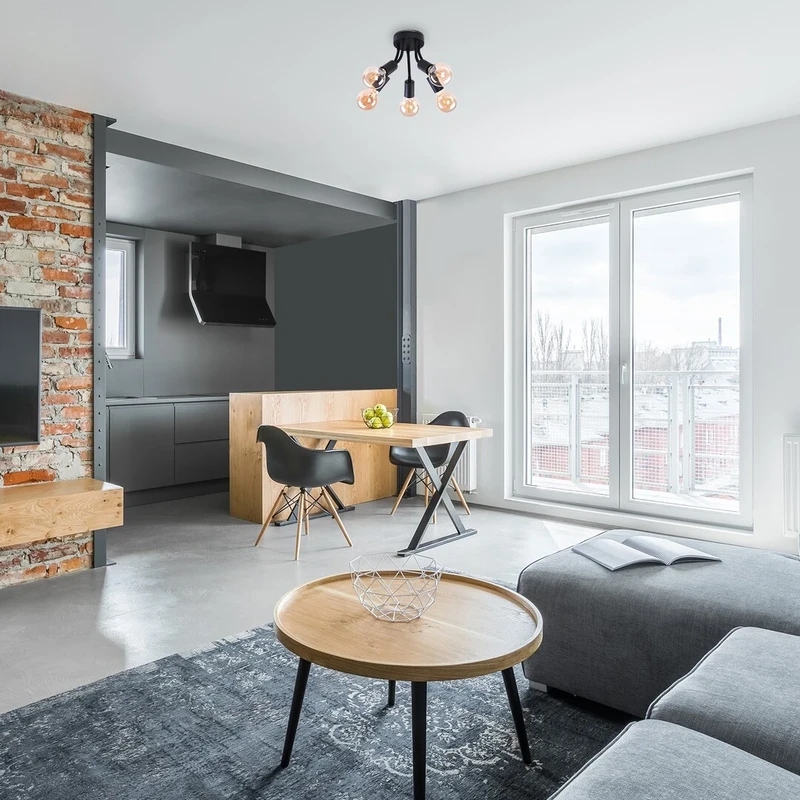 Almus – индустриален плафон в черно, 5×E27, Ø350мм, IP20