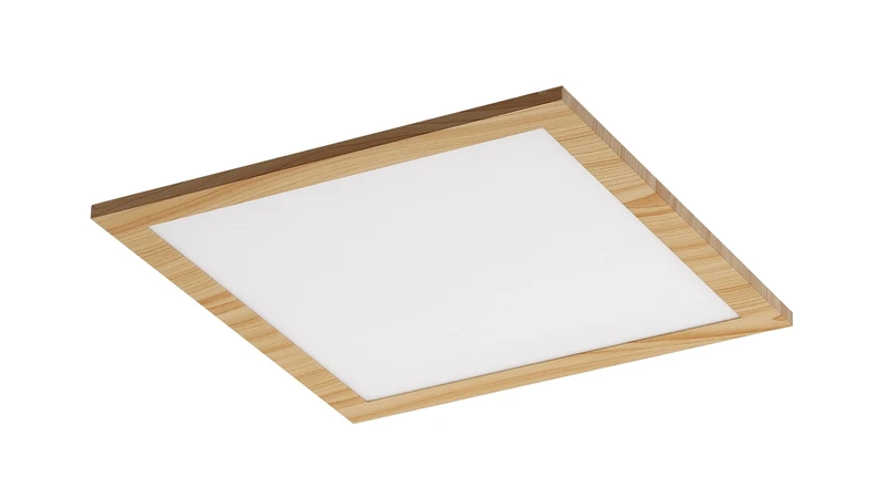 Almond – LED ceiling light in colour beech with white shade, 295×295mm, 12W, 4000K