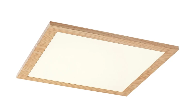 Almond – LED ceiling light in colour beech with white shade, 295×295mm, 12W, 4000K