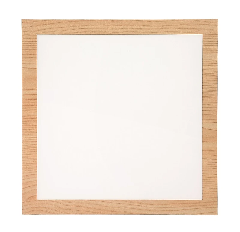 Almond – LED ceiling light in colour beech with white shade, 295×295mm, 12W, 4000K