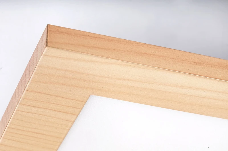 Almond – LED ceiling light in colour beech with white shade, 295×295mm, 12W, 4000K