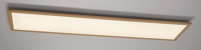 Almond – LED ceiling light in colour beech with white shade, 295×1195mm, 40W, 4000K