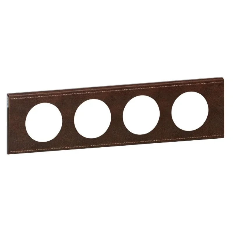 Legrand Frame 4x Cuir Brun texturé (Brown leather) - Legrand Celiane 69404