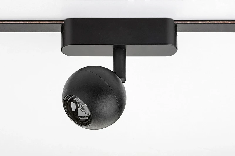 LiTrack Spot07W – LED spotlight for busbar in black/white, Ø60mm, 5W, 3000K