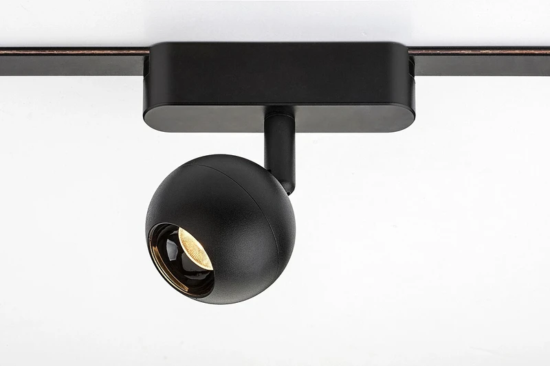LiTrack Spot07W – LED spotlight for busbar in black/white, Ø60mm, 5W, 3000K