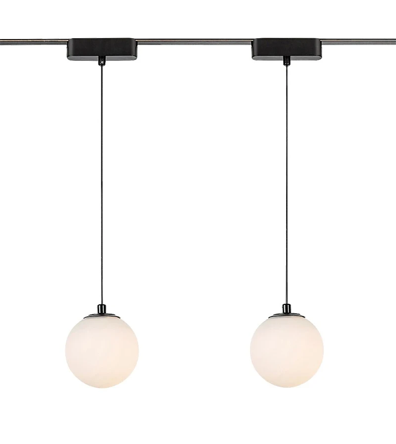 LiTrack Pend.01W – LED pendant for track system in black with white glass, Ø100mm, 5W, 3000K